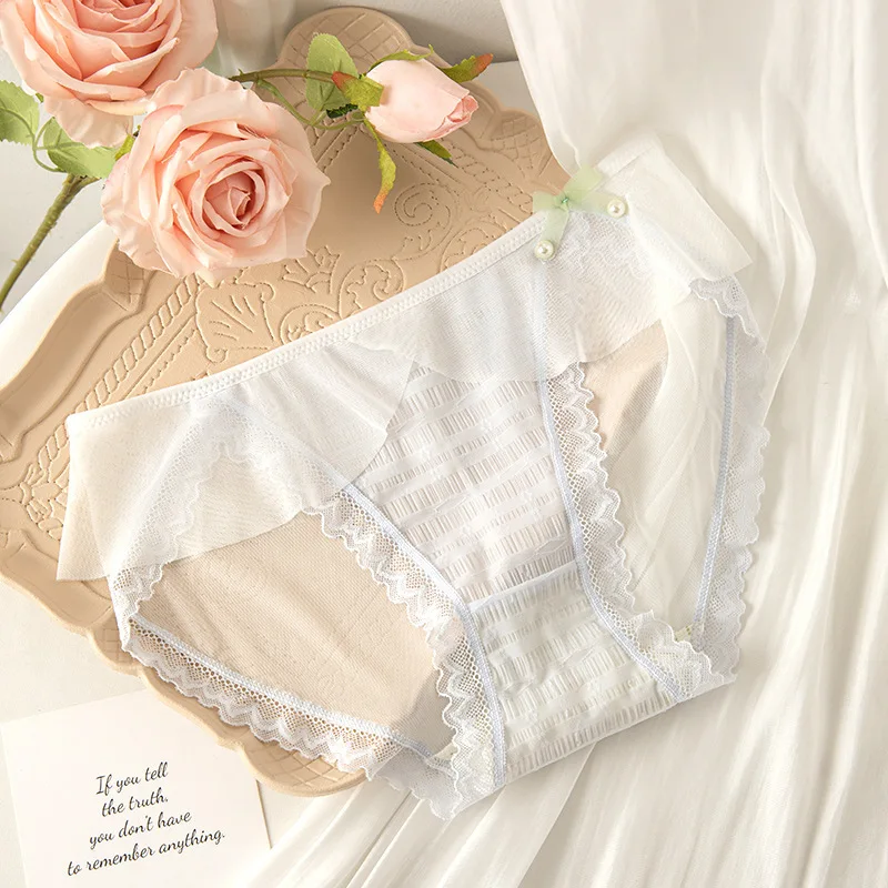 باريس تصميم النمط الفرنسي الرغبة النقية سراويل داخلية نسائية من الدانتيل شبه شفافة شبكة لينة فقاعة تنفس سريعة الجافة سلس المرأة بانتي #6