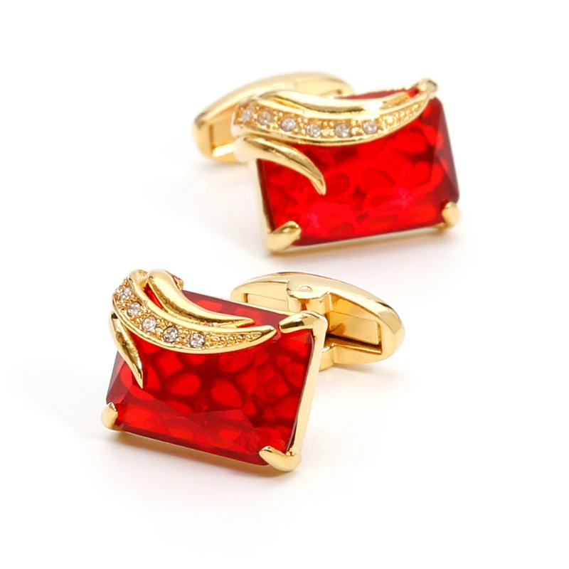 

Glass Double Ended Cufflinks Wedding Banquet French Shirt Formal Attire Red Agate Prince High-end Elegant Business Accessories
