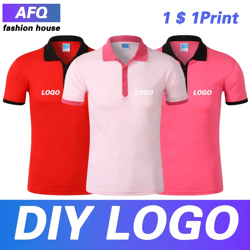 High-end work clothes Polo shirts custom printed logo summer team men and women work clothes staff lapel T-shirt DIY embroidery.