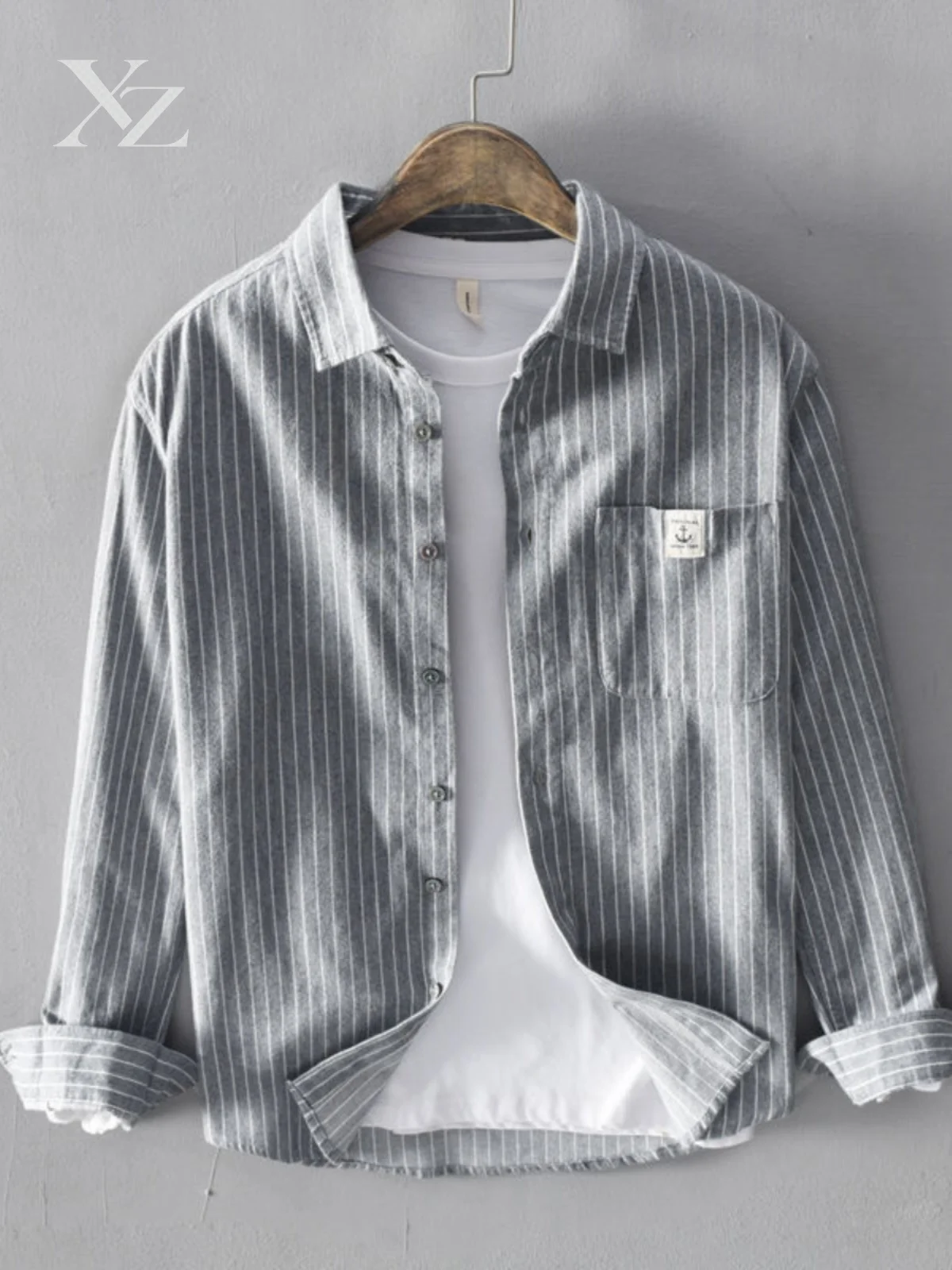 Hot Sale Thickened Fleece Warmth Long Sleeve Men's Shirt Autumn Winter Japanese Style Casual Flannel Striped Top Youth Fashion