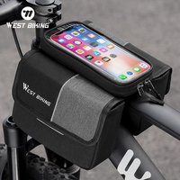 WEST BIKING Bicycle Top Tube Phone Bag TPU Sensitive Touch Screen Bike Front Frame Bag 2L Large Capacity Bag For 7.0 Inch Phone