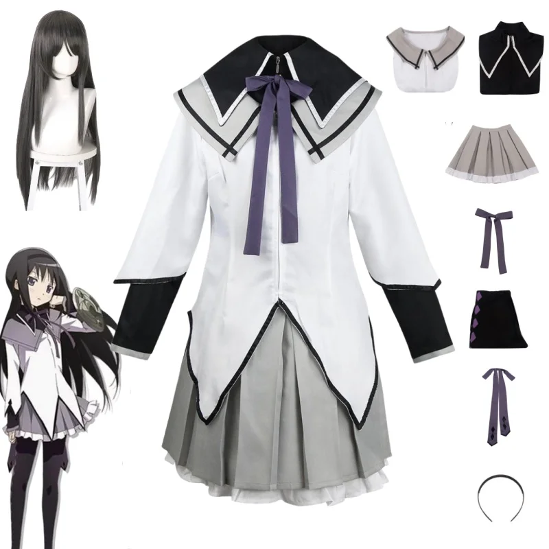 Anime Akemi Homura przebranie na karnawał walka mundur peruka magiczna dziewczyna Puella Magi Madoka Magica Homura Akemi Cosplay Halloween