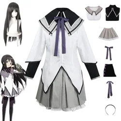 Anime Akemi Homura Cosplay Costume Fighting Uniform Wig Magical Girl Puella Magi Madoka Magica Homura Akemi Cosplay Halloween