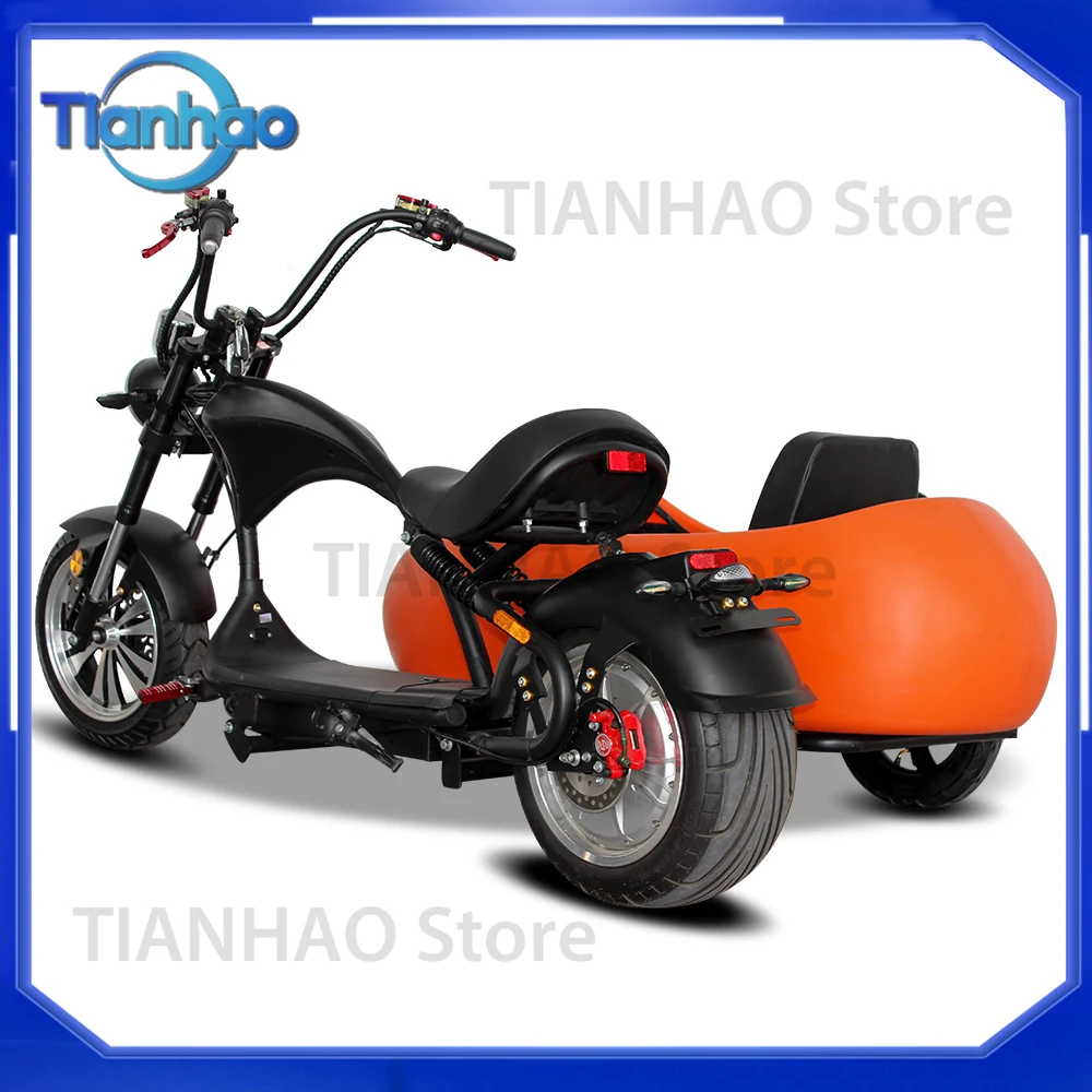 Powerful 3000W Electric Scooter with Sidecar for Urban Commuting Adult Passenger Seat and Pet Dog Carrier
