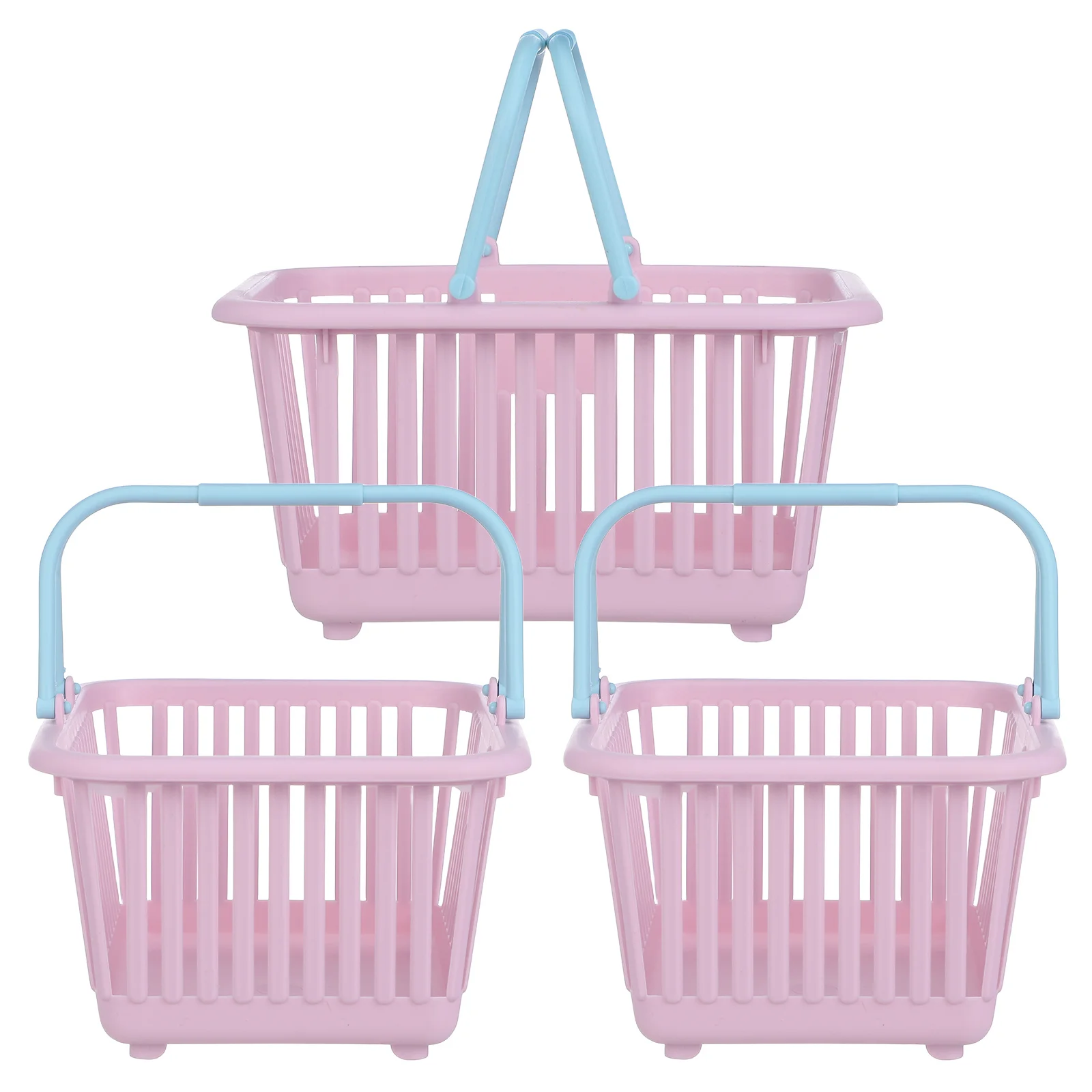 ตะกร้าช้อปปิ้งขนาดเล็ก 3 ชิ้น พร้อมหูหิ้ว สำหรับเด็ก เล่นเลือกซื้อผลไม้ ของจิปาถะ และเก็บของ