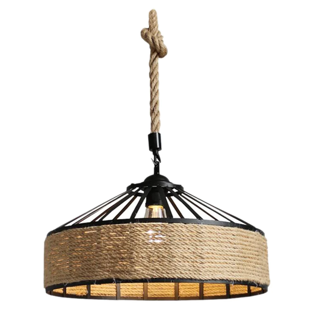 

30cm Hemp Rope Chandelier Cover Retro Industrial Style Restaurant Bar Cafe Lighting Decor Adjustable 1m Cord Length