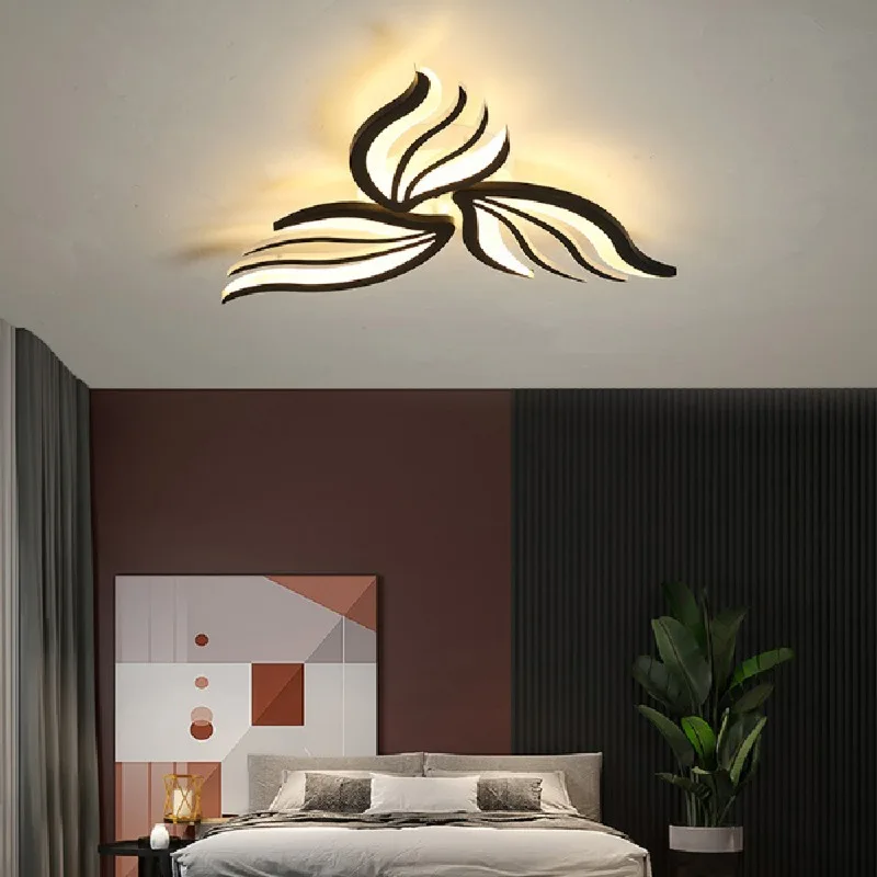 

Простая художественная лампа, Современная Рабочая потолочная лампа, черная/белая лампа для кабинета, столовой, большая панельная лампа, креативный Лепесток для спальни, кухни