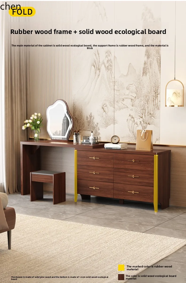 YFY  solid wood dresser integrated makeup table storage cabinet bedroom corner dressing table with stool mirror