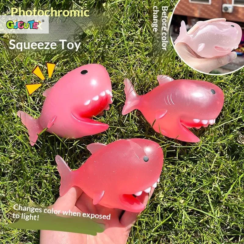 Soft And Cute Color-Changing Shark Squeeze Soft Toy Fun Novelty Shark Toy Pinch Toy That Changes Color When Exposed To Sunlight