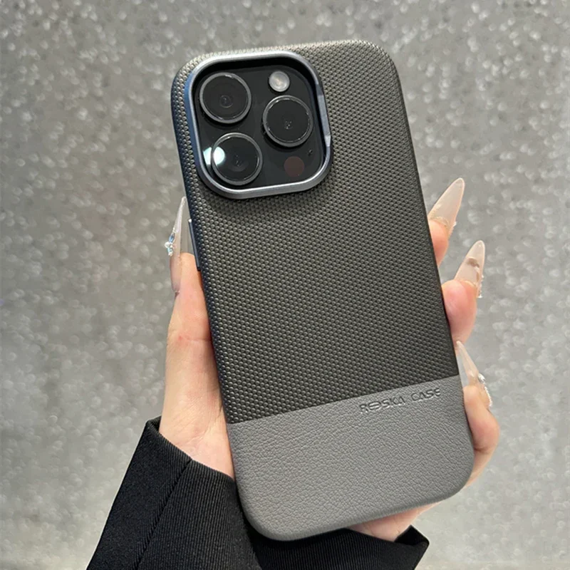 

Тканый кожаный чехол Business Sle с магнитной технологией для iPhone Air 17 Pro Max 16 15 14 13, защитная задняя крышка с беспроводной зарядкой