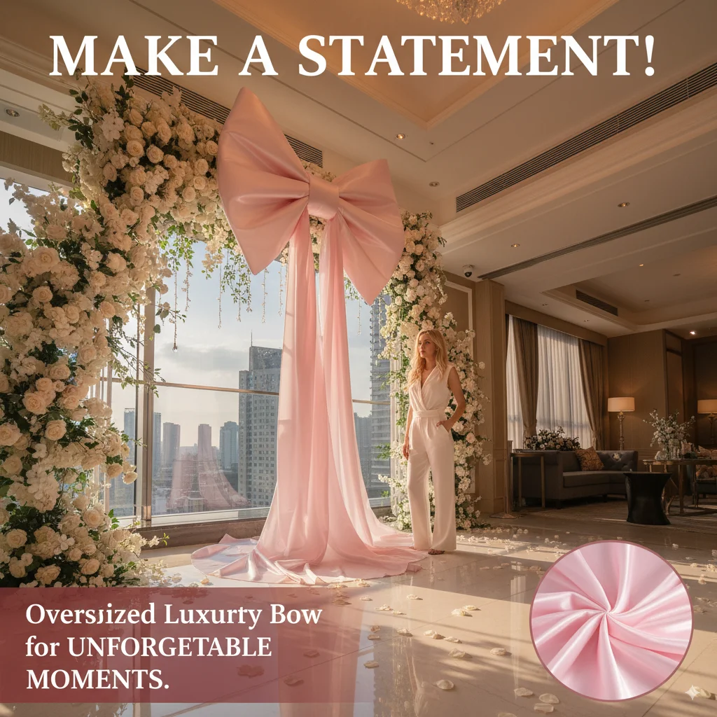 زخرفة خلفية على شكل فيونكة وردية عملاقة، شريط كبير قزحي الألوان للتعليق على الحائط لإعداد الحدث في حفلات الزفاف وأعياد الميلاد