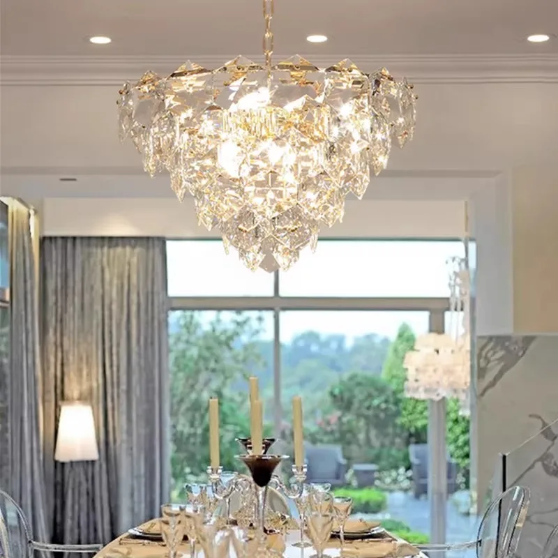 2025 Modern Luxury Crystal Gold Chandelier Villa Living Room Restaurant Home Decoration Lustre Pendant Light Indoor Lighting Fix
