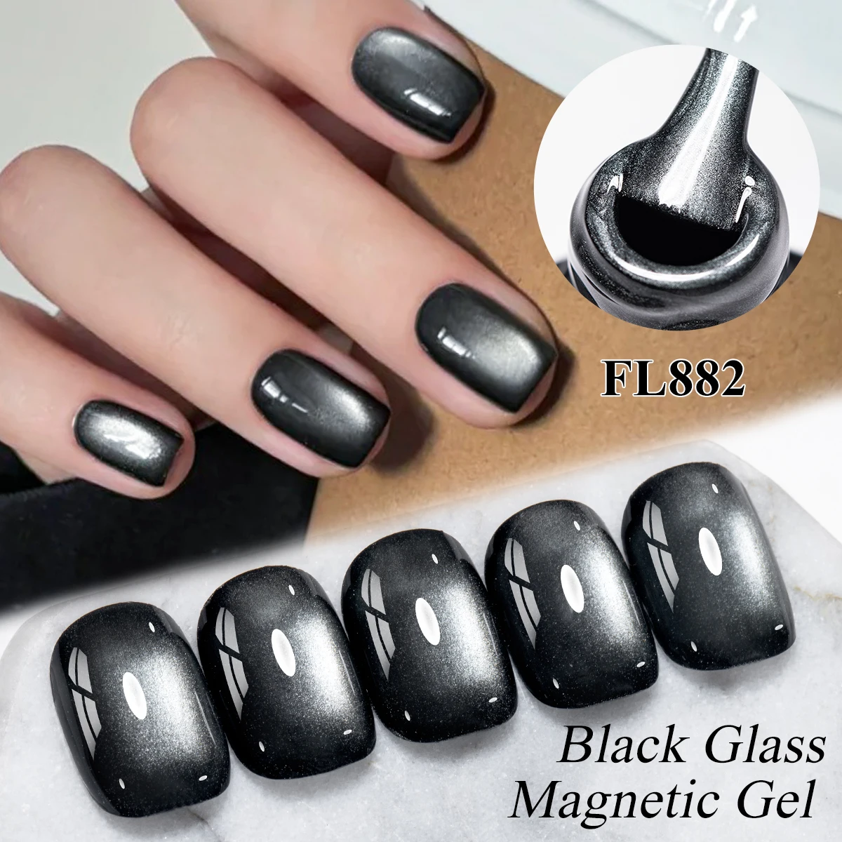 طلاء أظافر جل عين القطة السوداء 10 مل، طلاء أظافر مغناطيسي من الخرز الزجاجي، غراء أظافر شبه دائم، مستلزمات أظافر جل LED بالأشعة فوق البنفسجية