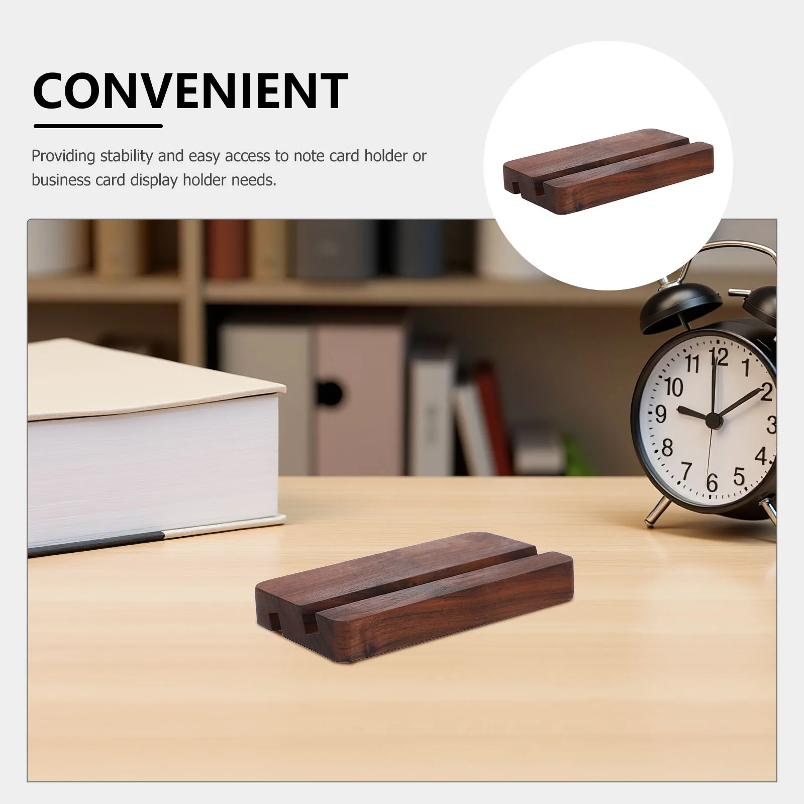 Black Walnut Wood Double Slot Desktop Calendar Base Polished Wooden Card Holder Stand for Office Business Card Organizer Display