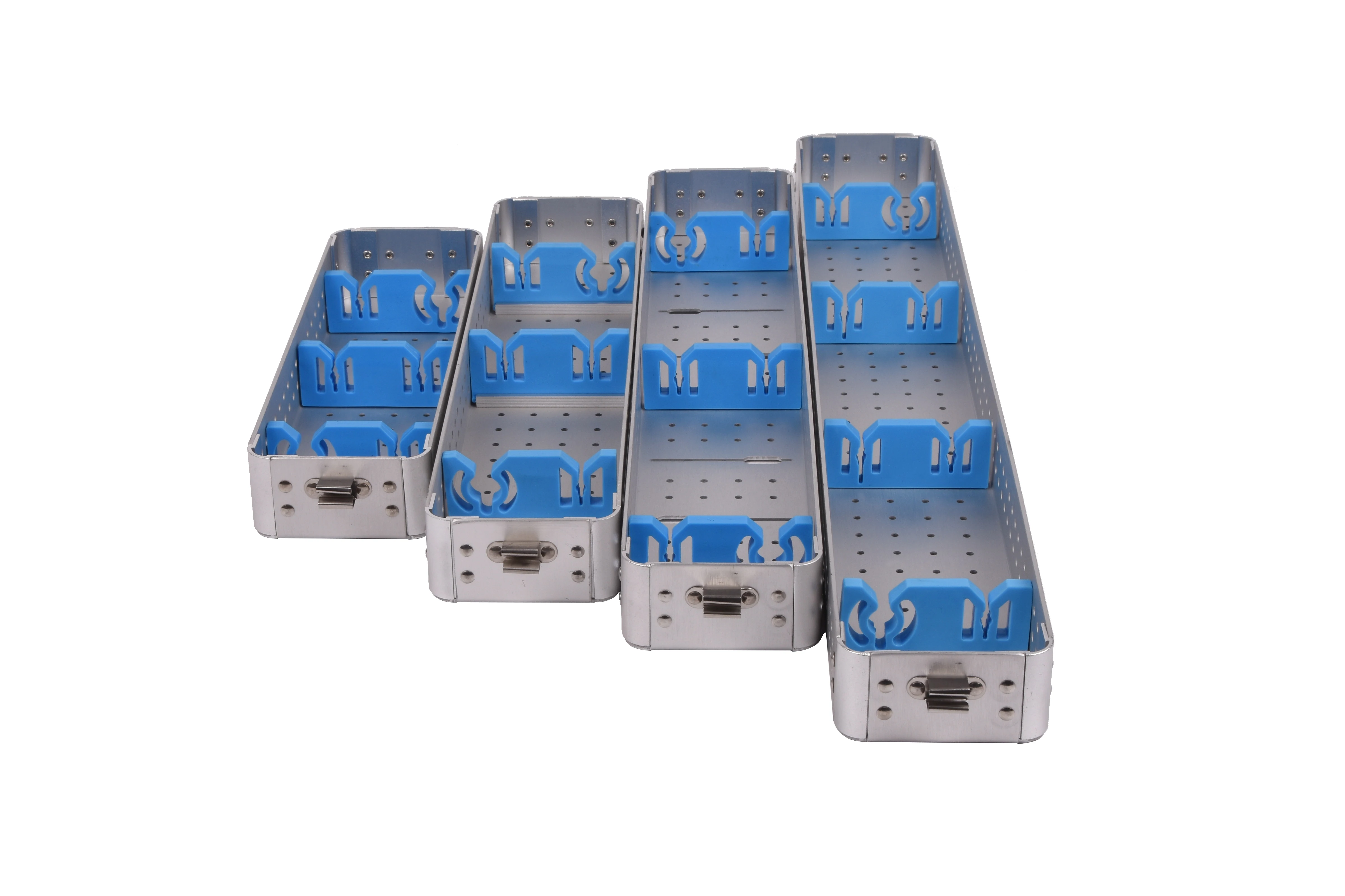 Instrumen Bedah Wadah Steril Paduan Aluminium Kotak Sterilisasi Lapisan Ganda 300*200*90Mm