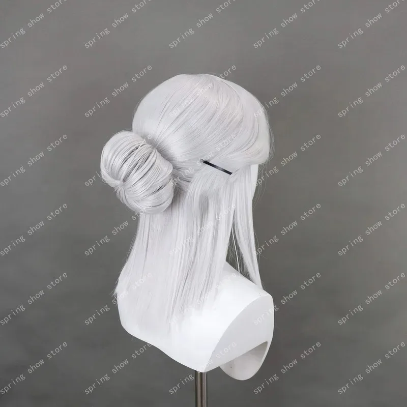 DY20Witcher 3 سيريلا فيونا إلين ريانون سيري كوسبلاي شعر صناعي فضي رمادي متوسط طويل على غرار شعر مستعار كوميدي 25