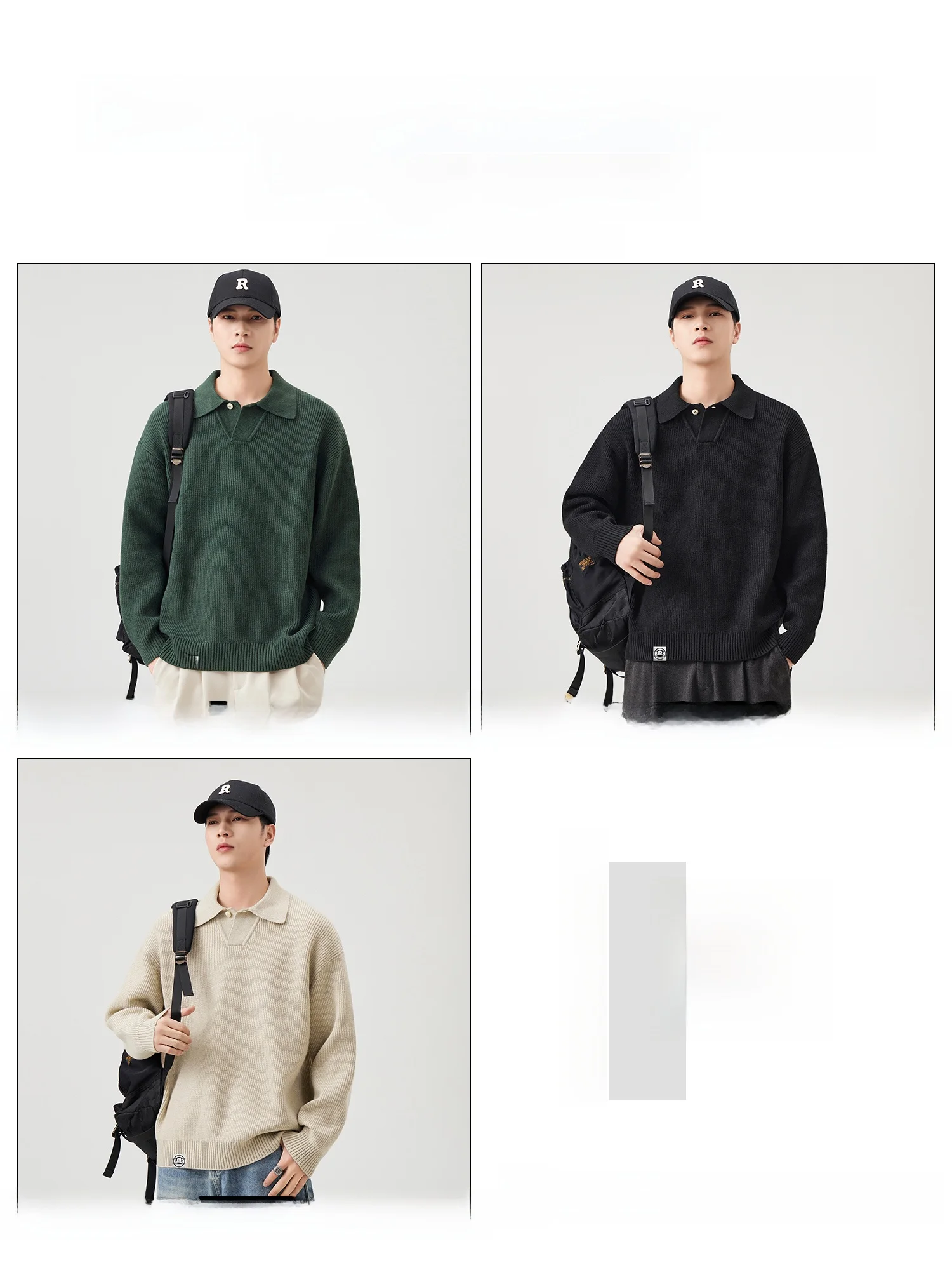 PaulFrank Autumn Winter Knitted Casual Loose Fit Men's Sweater with Collar SeaGull Pattern Warm Comfortable Polyester Blend