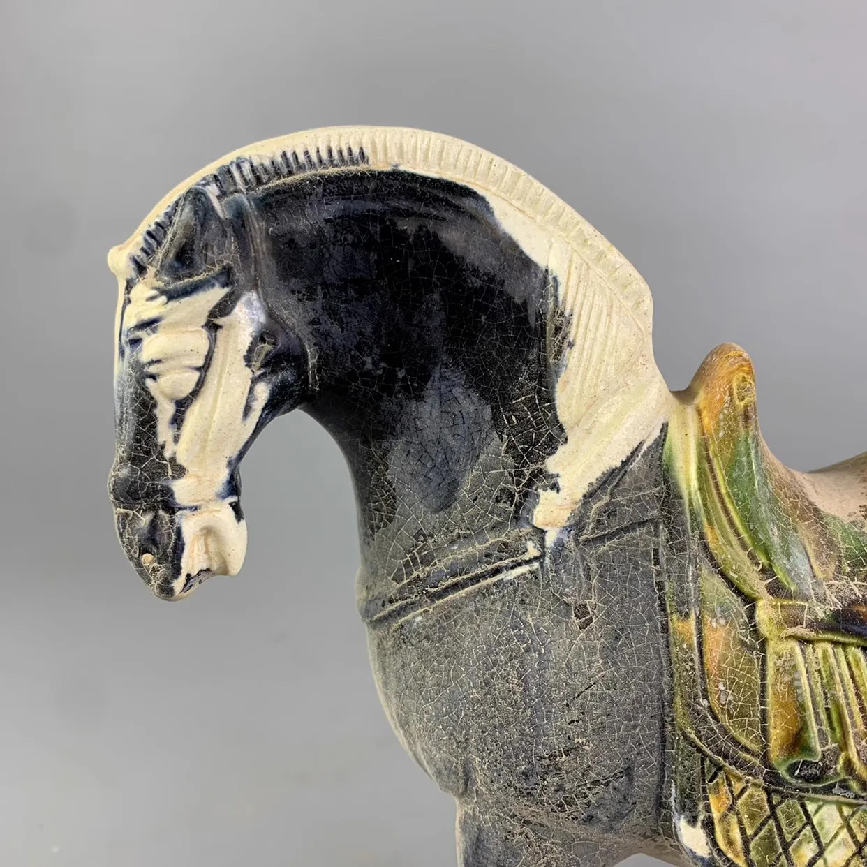 Sancai Black Glazed Sculpture Ceramic Horse Decoration