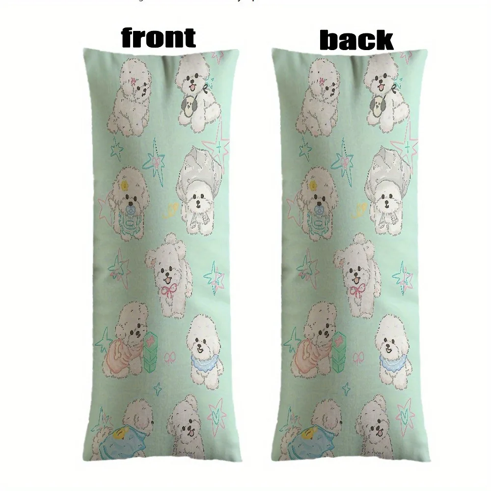 1 Cute Animal Ultra-Soft Long Pillowcase - Pillow Insert Not Included 20*54inch/50×137cm - Features Pastel-Colored Puppy, Kitten