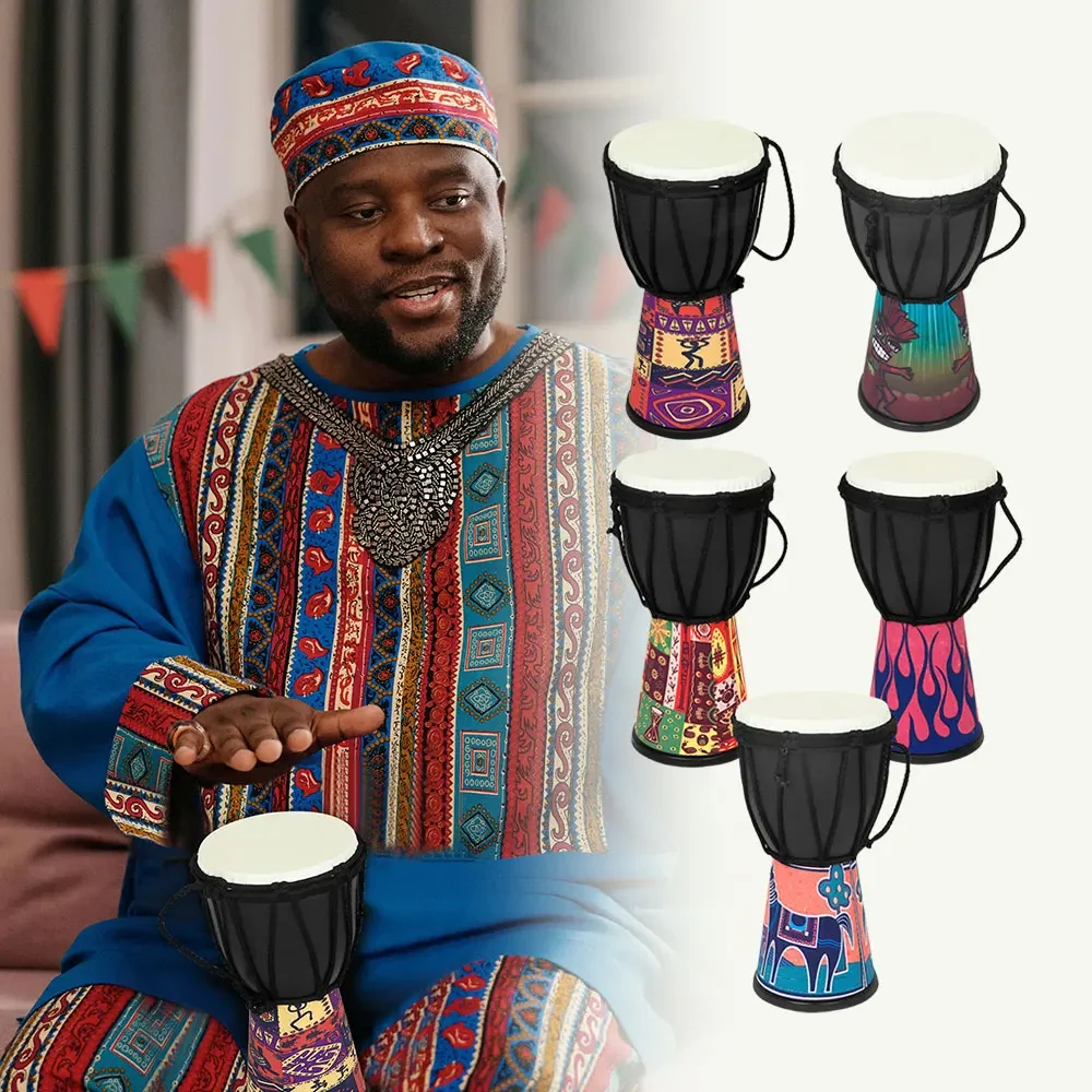 Mini Size 4 Inch African Drum Portable ABS Drum Chamber Colorful Djembe Hand Drum Professional Percussion Musical Instrument