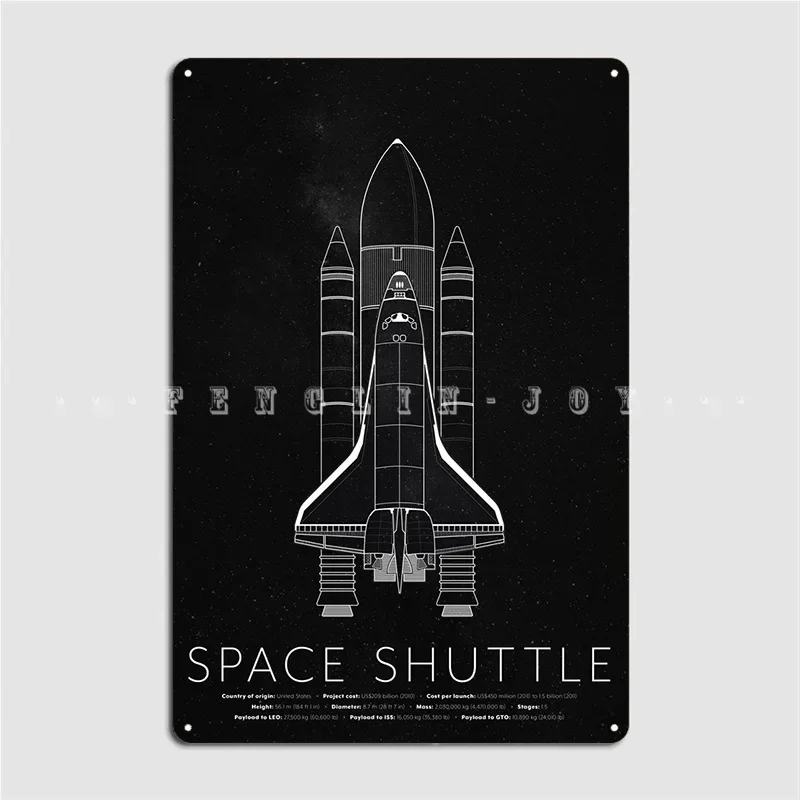 Space Shuttle Poster Metal Plaque Wall Cave Club Bar Custom Plaques Tin Sign Posters