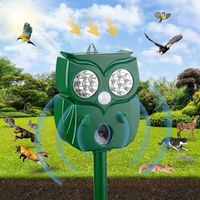 Owl Shape Ultrasonic Animal Repellant Solar Powered 14 LEDs Cat Dog Repellant Waterproof Infrared Sensor Solar Animal Repeller