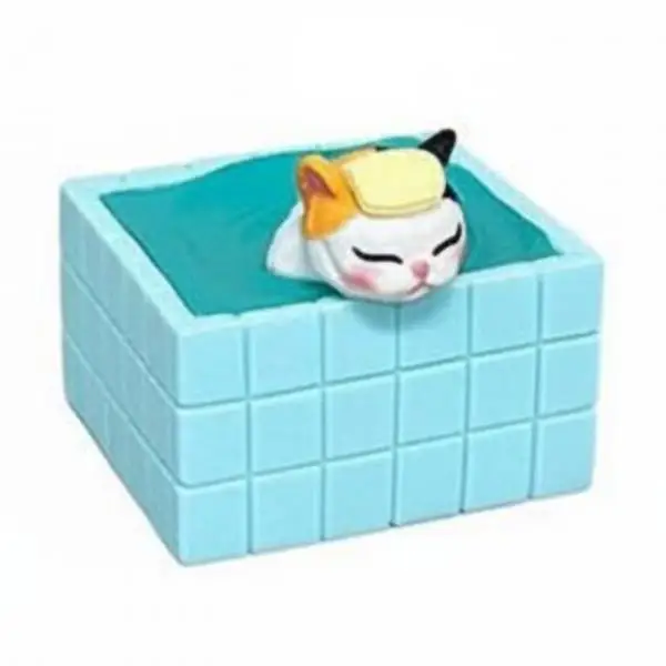 Cat Figurine Adorable Cat in Tub Resin Mini Statue Cute Home Ornament for Terrarium Landscaping