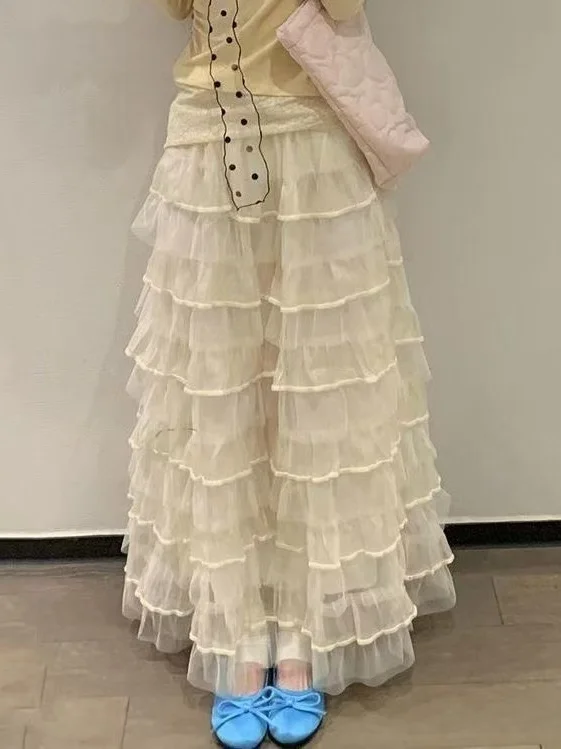 

Новая летняя женская многослойная юбка-полусолнце из сетки с эффектом пышности, модель 2026, с эластичной талией, из полиэфирного волокна, для стройнящего эффекта