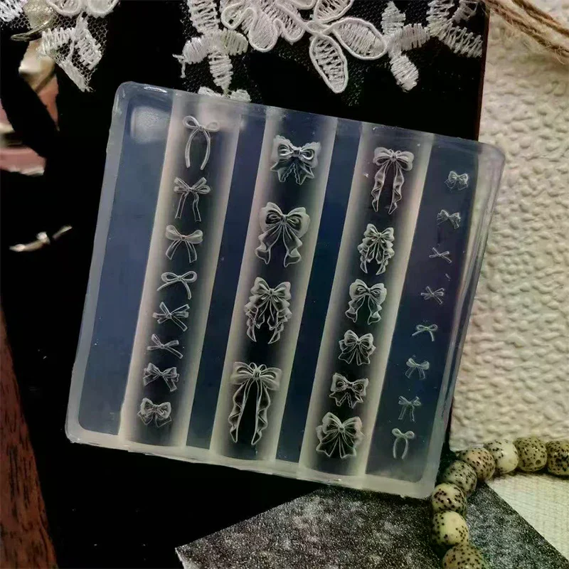 /ACR/Bowknot Silicone Nail Mold Mixed Sized Shaped Bow Soft Stamping Plates Kawaii Ballet Bow DIY Manicure Art Mould Tools 3D