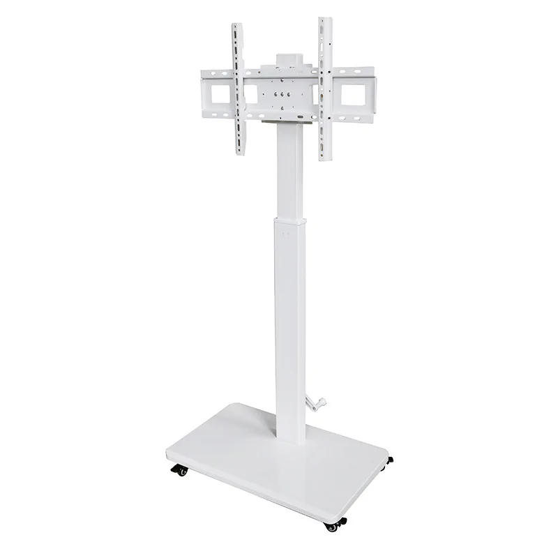 TV universal floor bracket, rotating hand lift with power strip movable cart