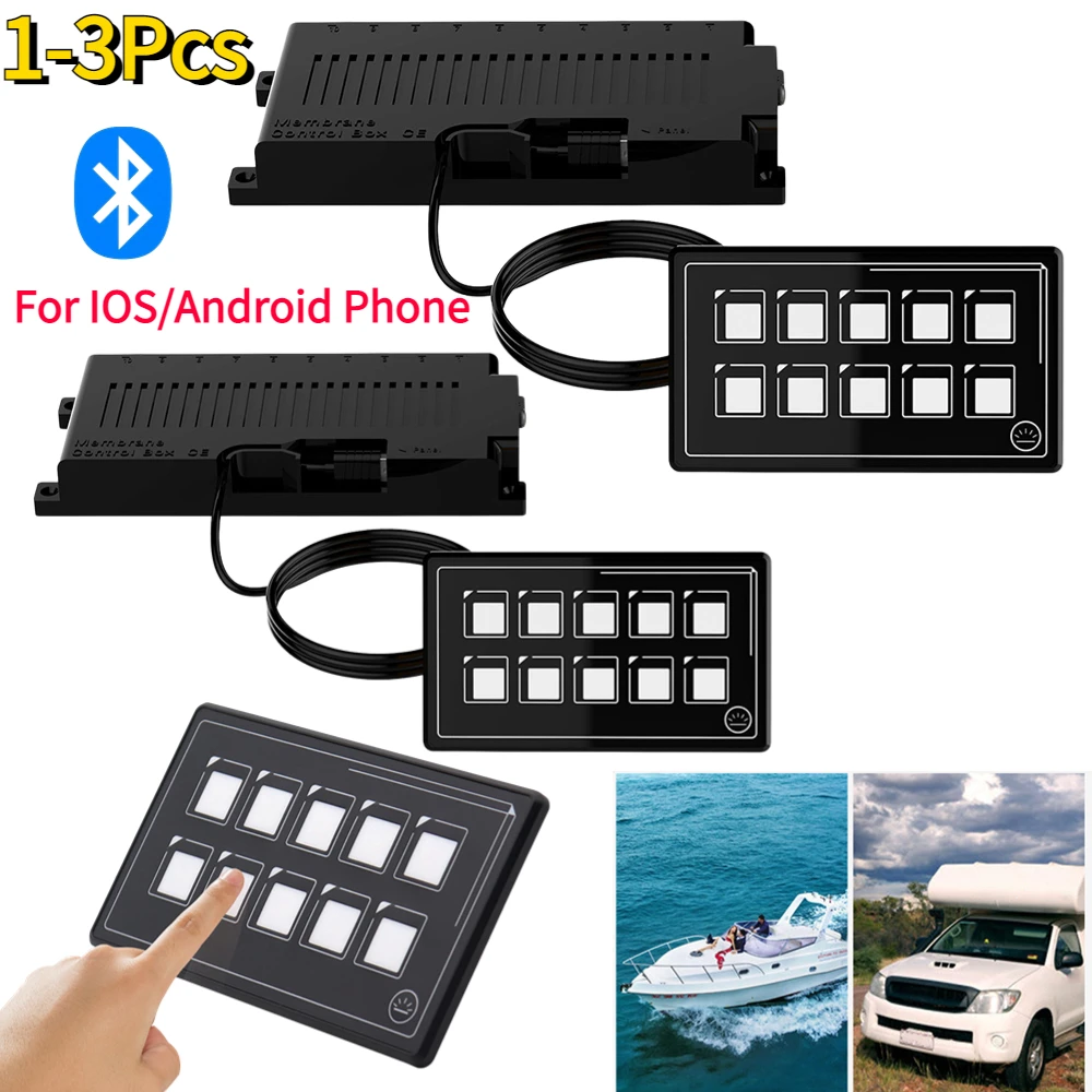 1-3Pcs 10 Gang APP/Bluetooth RV Switch Panel Waterproof LED Touch Switch Panel for IOS/Android RV Boat Marine Camper Accessories