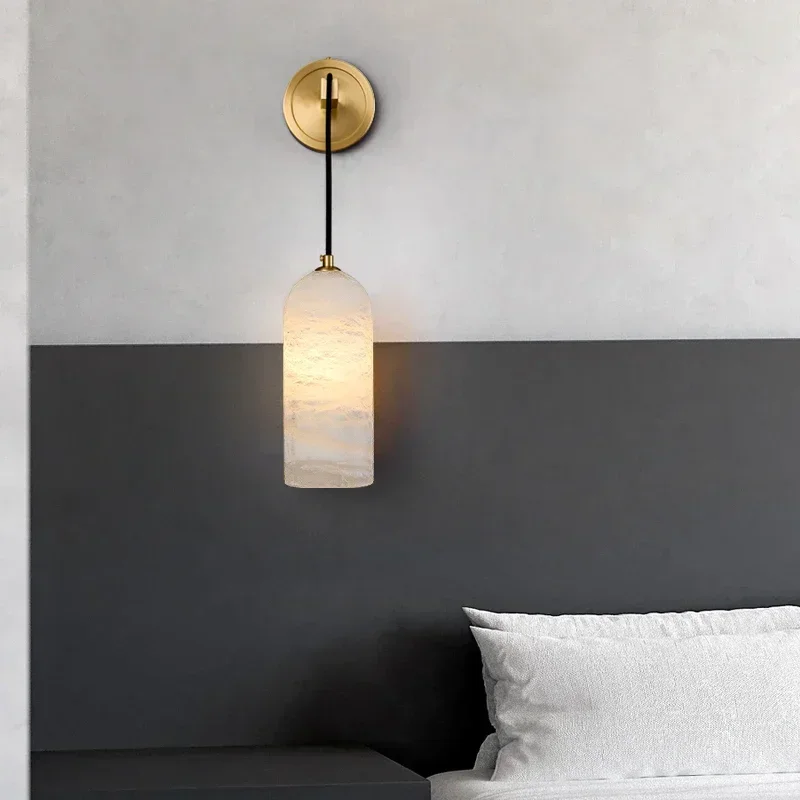 Natura Marble Pendant Lamp Nordic Spanish Wall Lamp Bedroom Headboard with Minimalist Long-shaped
