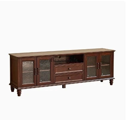 

Simple American country walnut all solid wood TV cabinet 2 meters living room furniture