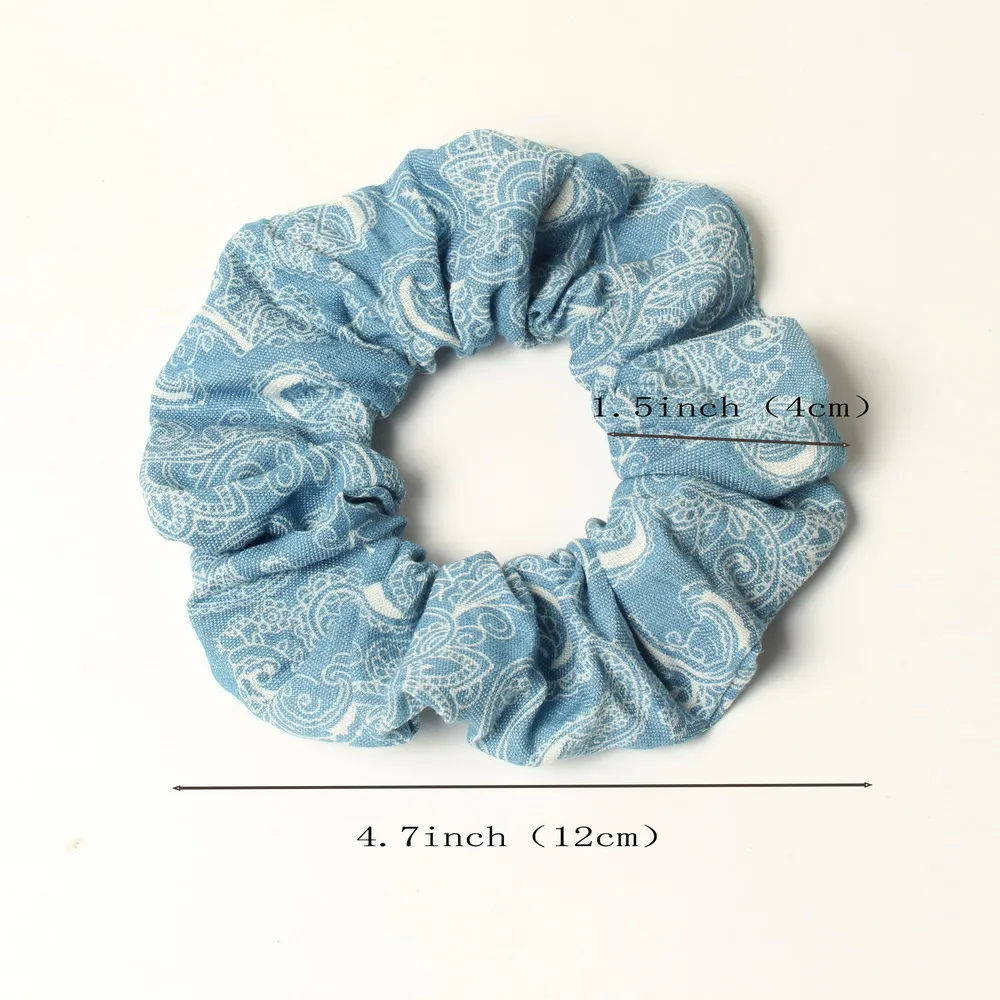 3 Stück Denim-Haargummis für Mädchen und Frauen, Paisley-elastische Haarbänder, Haargummi, Pferdeschwanz-Halter, Haar-Gummibänder, Denim-Haar-Accessoires – Detail 3