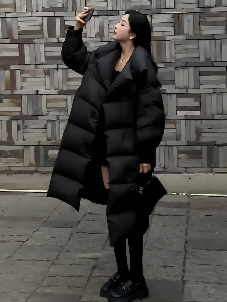 2024 invierno nuevo Faionable versátil Thiened Floing cuello grande blanco Du abajo Jaet mujer moda viaje Sle