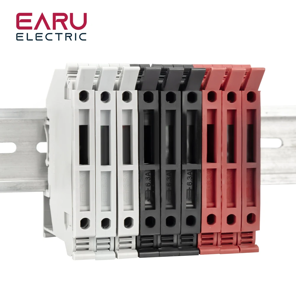 10 Teile/los Din-schiene Terminal Blöcke UK-5-HESI Schwarz Stecker Schraube Sicherung Terminal Block Stecker Schraube Sicherung Halter Leiter – Detail 5