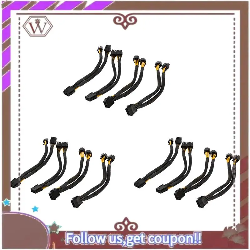 

ABBG-12 Pcs CPU 8 Pin Splitter ATX CPU 8 Pin Female To Dual 8(4+4) Pin Male EPS 12V For Motherboard Power Adapter Cable