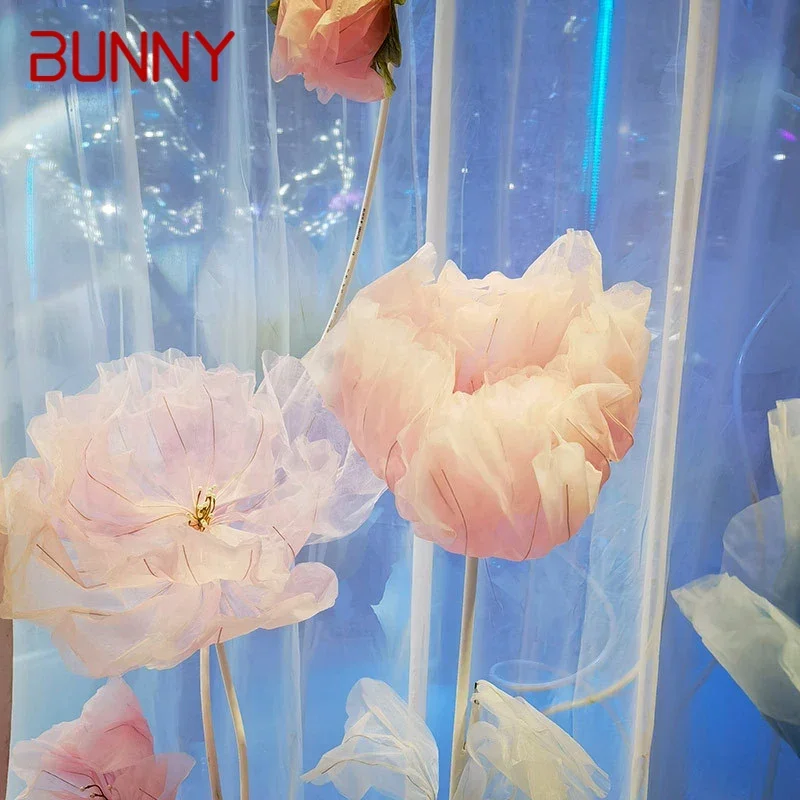 bunny led lampadas de piso com abertura automatica e fechando flores luzes de casamento atmosfera festiva decoracao de flores do palco 01