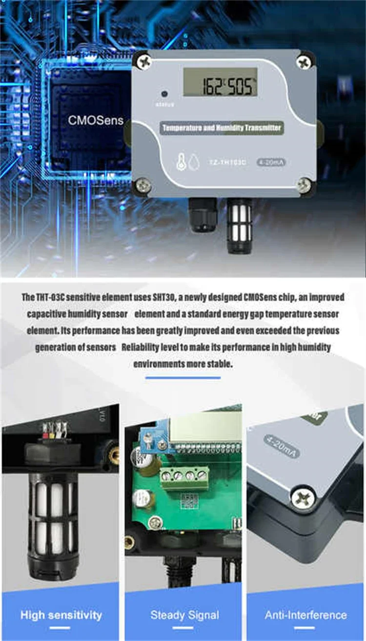 Superior Quality THT03C Temperature Monitoring Instruments Humidity and Temperature Sensor Transmitter