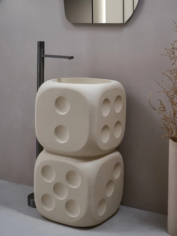 

Wabi Sabi style dice personalized washbasin integrated floor standing creative art hotel