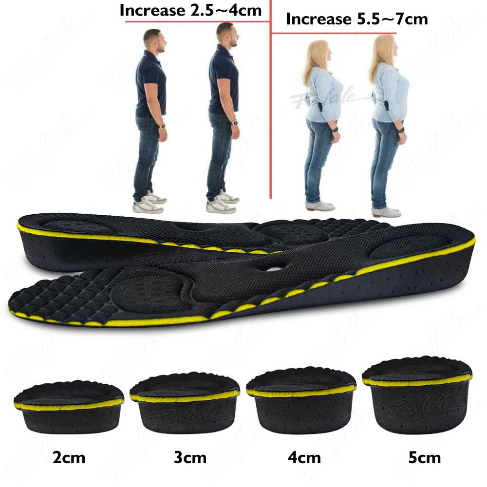 VTHRA 2-5cm Magnet Invisible Arch Height Increase Insoles Cushion Adjustable Shoes Heel Insert Taller Support Absorbant Foot Pad