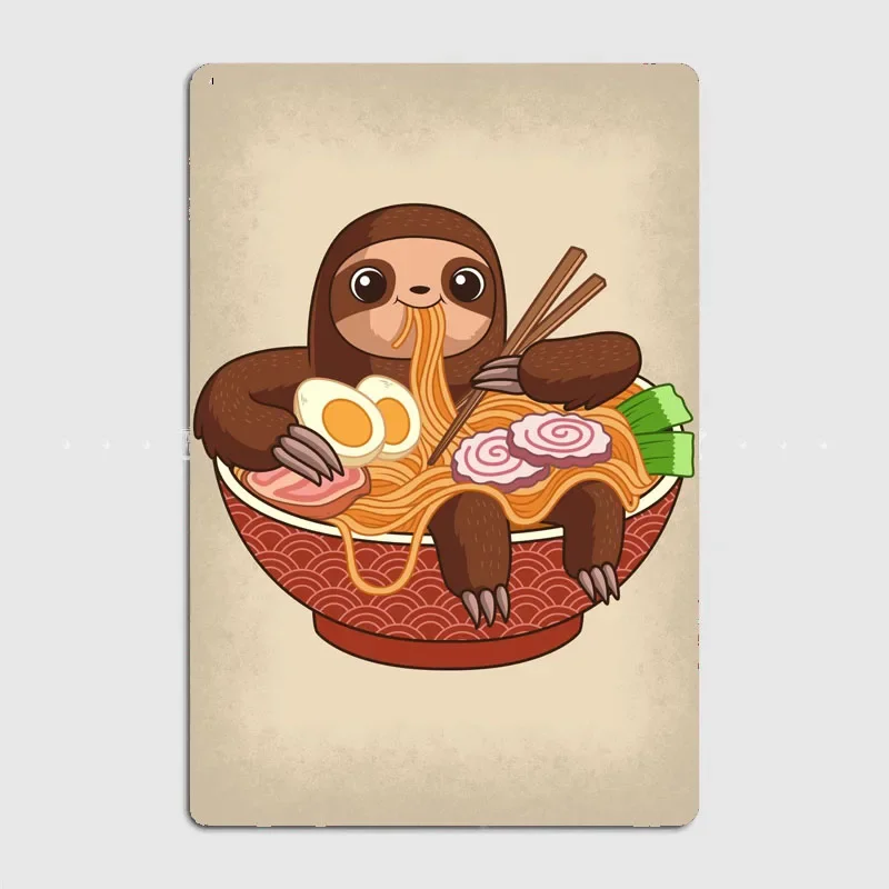 

Poster Retro Metal Posters Sign Garage Club Indoor Wall Room Decoration Home Decor Ramen Sloth