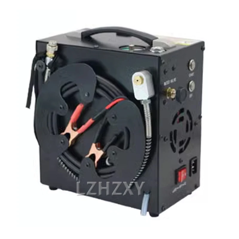 4500Psi 30MPA PCP Air Compressor with Wire Spool Built-in 12V Power Adapter & Fan Auto-stop for PCP Scuba Tank