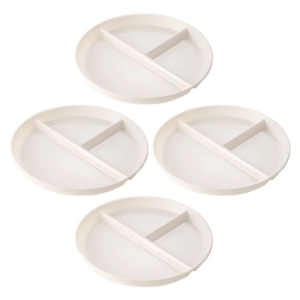 

4 Pcs Tray Compartment Plate Dinner Plates Chamber Board Dining Beige Home Tableware Child