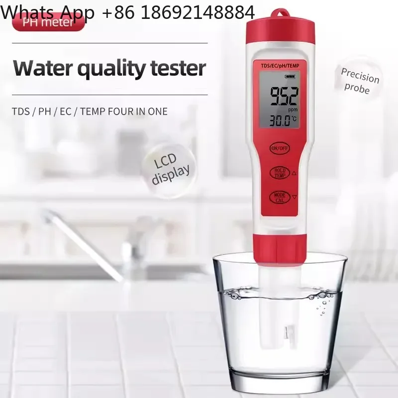 4 in 1 Portable Pen for pH EC TDS Water Quality Tester Multifunctional pH Testing Instrument Meter