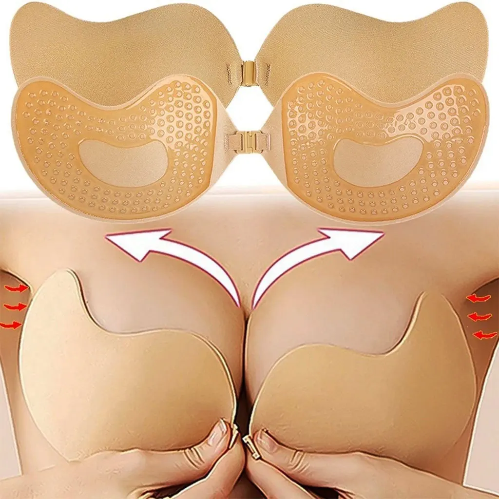 

Seamless Washable Reusable Nipple Cover Women Front Closure Self Adhesive Silicone Bra Push Up Strapless Invisible Underwear