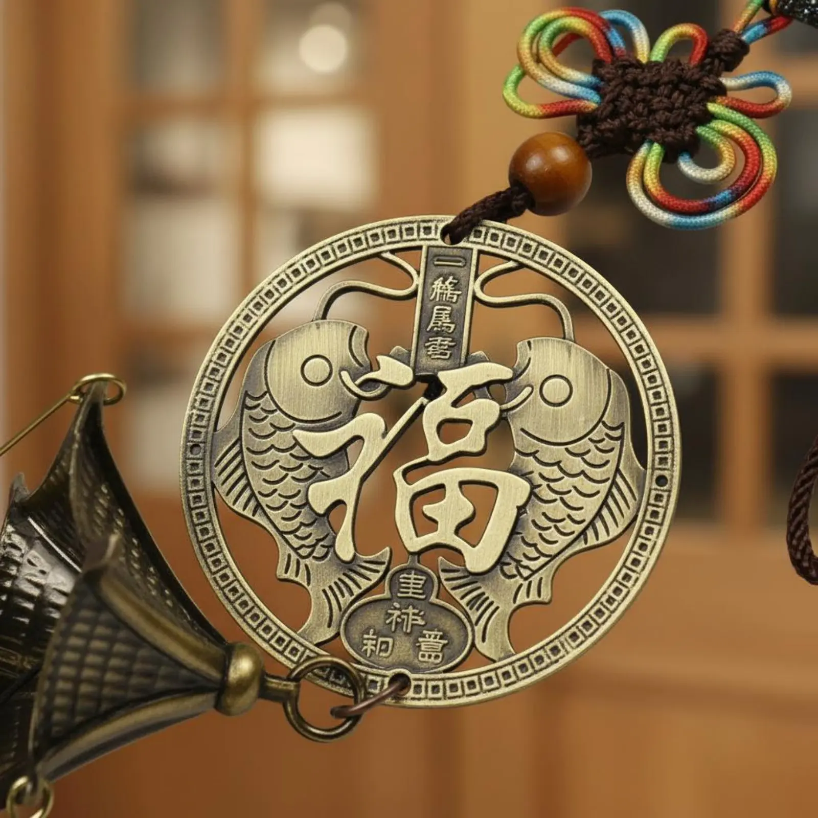 

Copper Wind Tinkler Auspicious Decoration Fortunate Metal Wind Chime Vintage Design Hanging Decoration Crisp Sound Shopkeepers