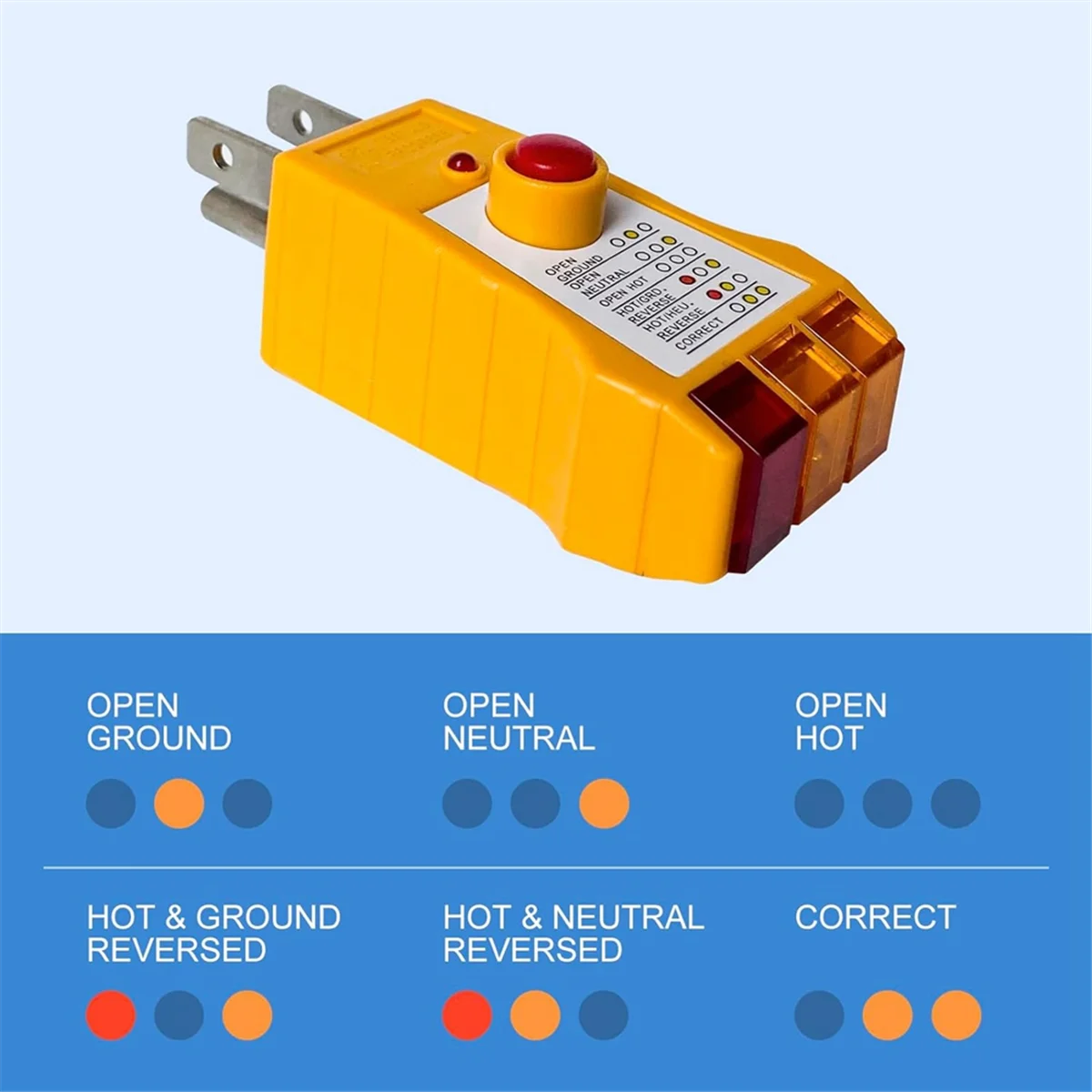 Outlet Tester for Grounding Products, Outlet Tester with GFCI, Electrical Receptacle Tester, Plug Tester,USplug