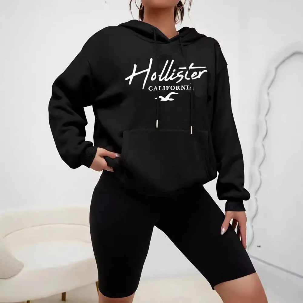 HOLLISTER Men\'s/Women Hoodie with Street Casual Sports Style Long Sleeve and  Fleece Sweatshirt for Autumn and Winter