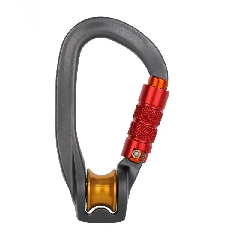 For Door Outdoor Pulley Lock Mountaineering Safety Buckle Crossing Zipline Equipment with Bearing Pulley Lock